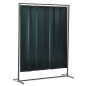 Preview: Stellwand / Schutzwand VIPER 1300 mit Vorhang 1600 x 1400 mm Gunkelgrün